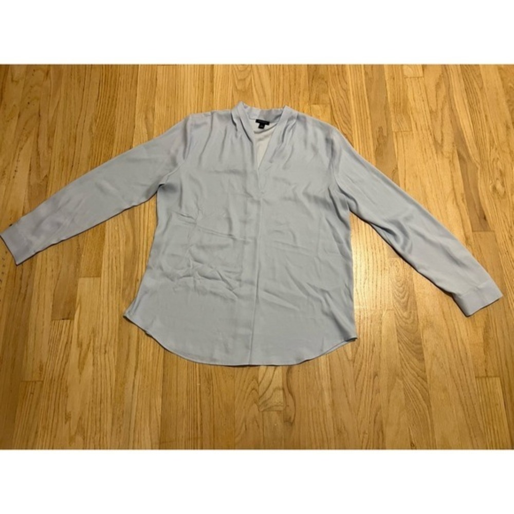 Ann Taylor Womens Light Blue V-Neck Long Sleeve Pullover Blouse Size‎ L